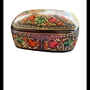 Vintage Floral Decorative Hand Painted Trinket Box in Multicolor Design